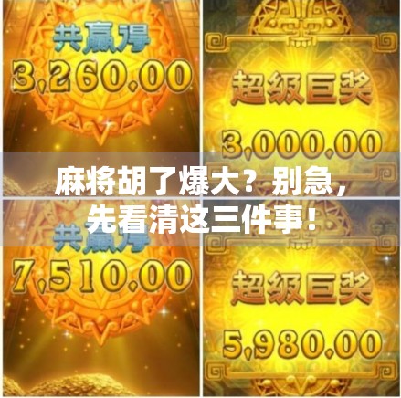 麻将胡了爆大？别急，先看清这三件事！