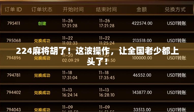 224麻将胡了！这波操作，让全国老少都上头了！